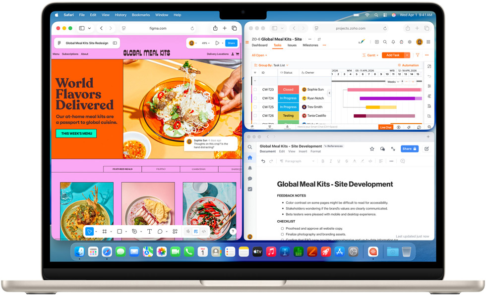 MacBook Air mit mehreren geöffneten Apps