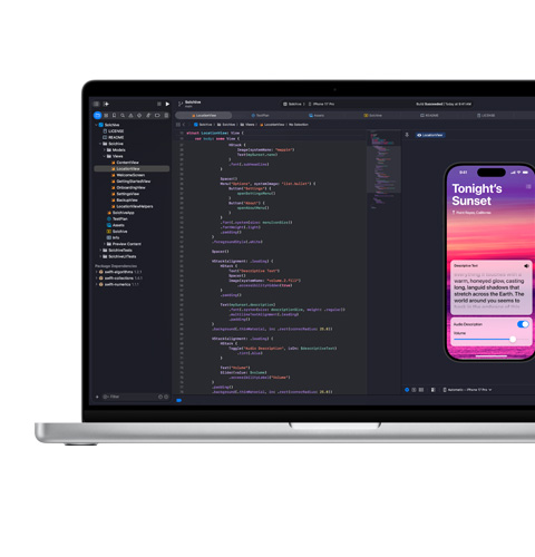 Ein Bildschirm, auf dem in der Xcode App programmiert wird.