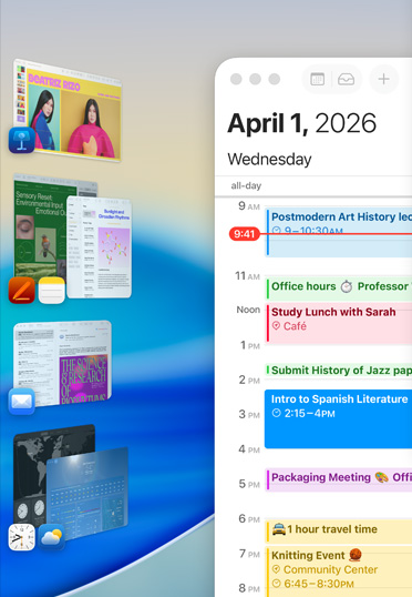 Verschiedene Apple Apps, darunter Keynote, Pages, Notizen und Mail, werden in Gruppierungen auf einem Bildschirm angezeigt.