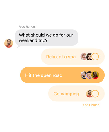 App Mensagens com a funcionalidade Sondagens nas Mensagens em utilização